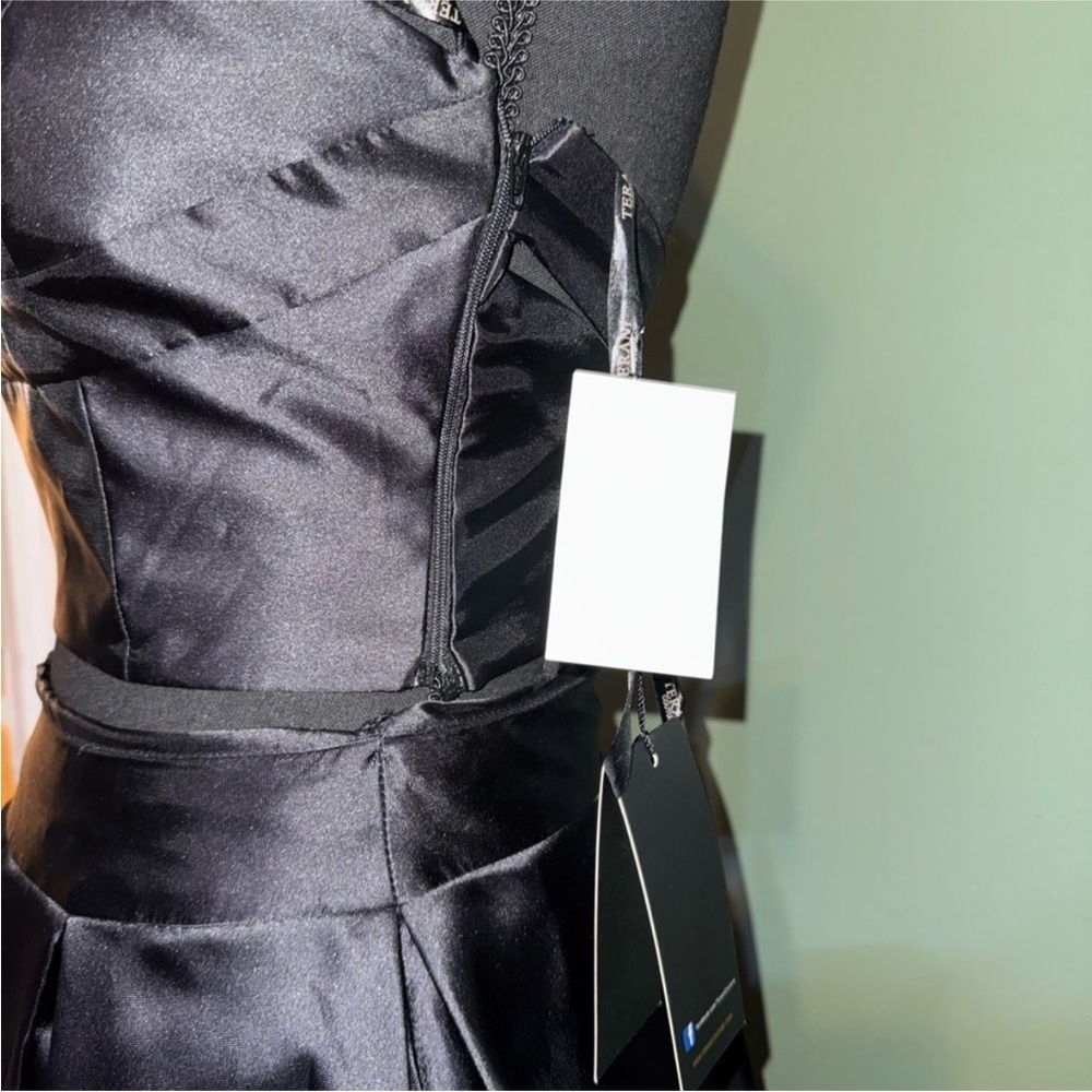 Terani Couture Strapless Black Dress with Floral Design - Picture 4 of 5